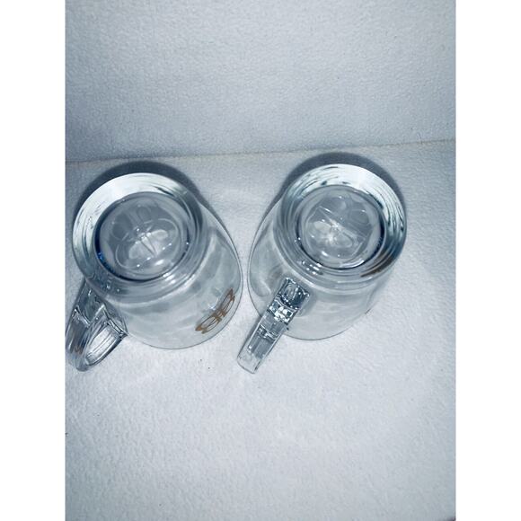 2 Baileys Irish Cream Whiskey Clear Glass Coffee Mugs Gold Accent Logo - Picture 7 of 11